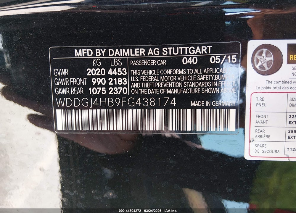 2015 MERCEDES-BENZ C 250 VIN: WDDGJ4HB9FG438174