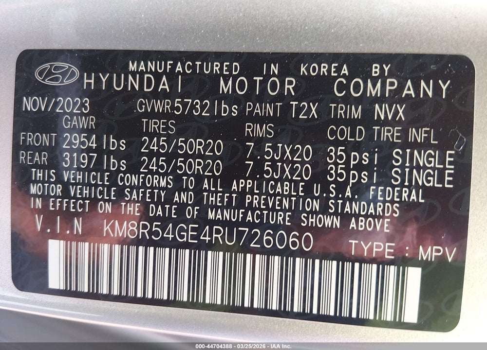 2024 HYUNDAI PALISADE LIMITED VIN: KM8R54GE4RU726060