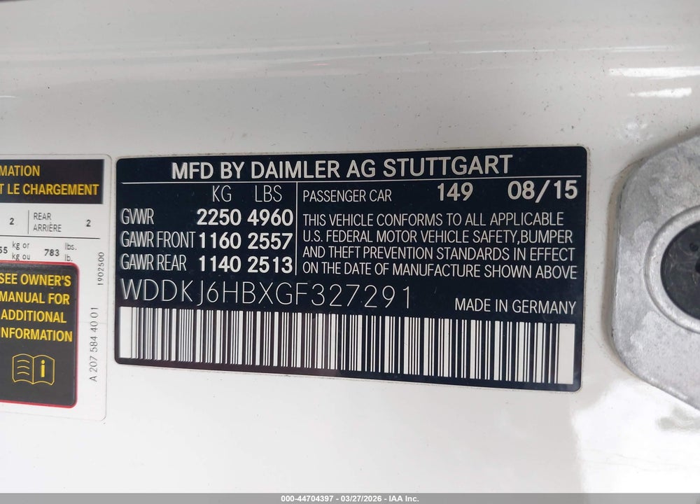 2016 MERCEDES-BENZ E 400 4MATIC VIN: WDDKJ6HBXGF327291