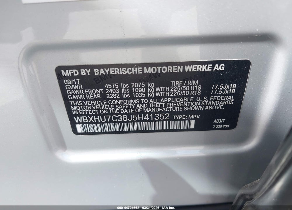 2018 BMW X1 SDRIVE28I VIN: WBXHU7C38J5H41352