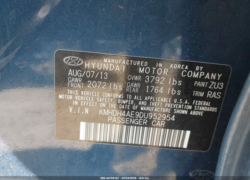 2013 HYUNDAI ELANTRA GLS VIN: KMHDH4AE9DU952954