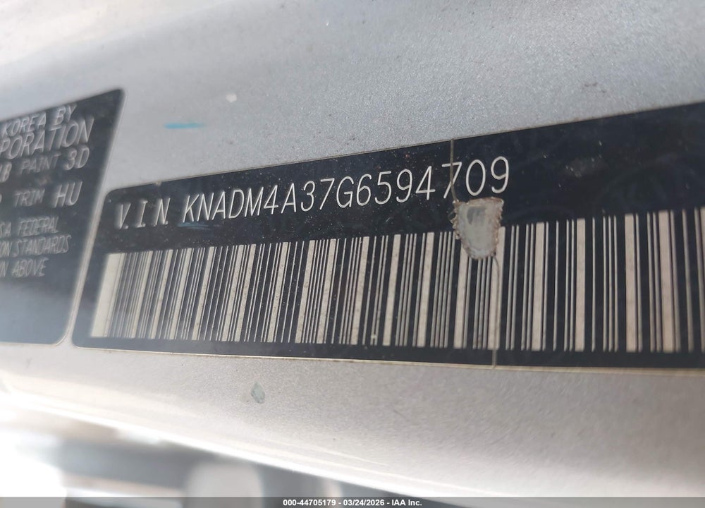 2016 KIA RIO LX VIN: KNADM4A37G6594709