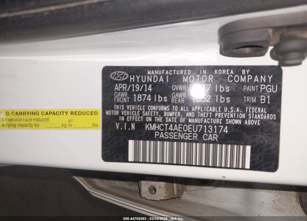 2014 HYUNDAI ACCENT GLS VIN: KMHCT4AE0EU713174