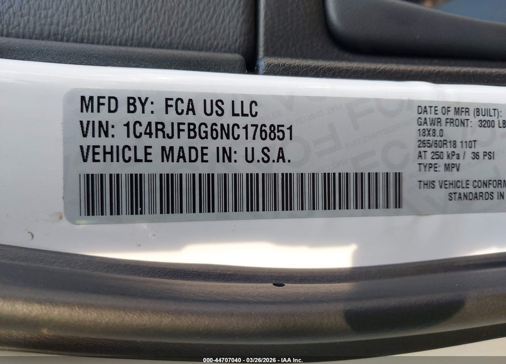 2022 JEEP GRAND CHEROKEE WK LIMITED 4X4 VIN: 1C4RJFBG6NC176851