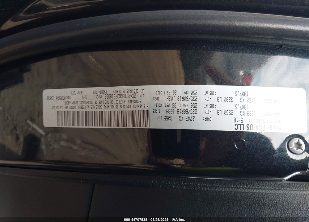 2018 CHRYSLER PACIFICA TOURING L VIN: 2C4RC1BG6JR318338
