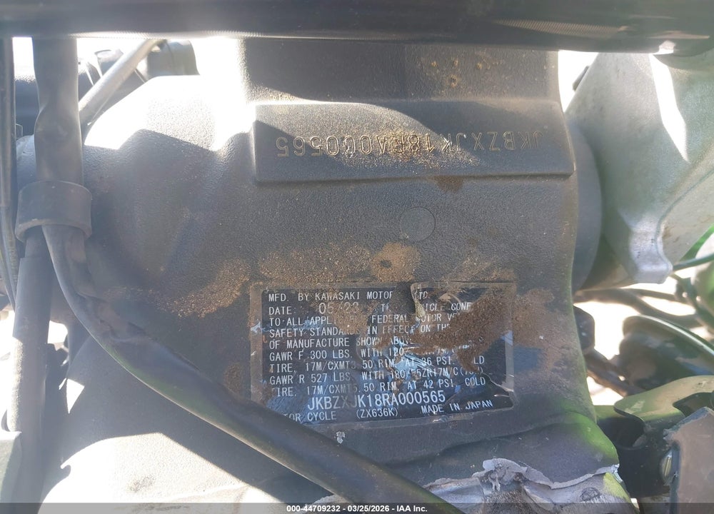 2024 KAWASAKI ZX636 K VIN: JKBZXJK18RA000565