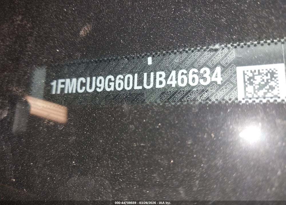 2020 FORD ESCAPE SE VIN: 1FMCU9G60LUB46634