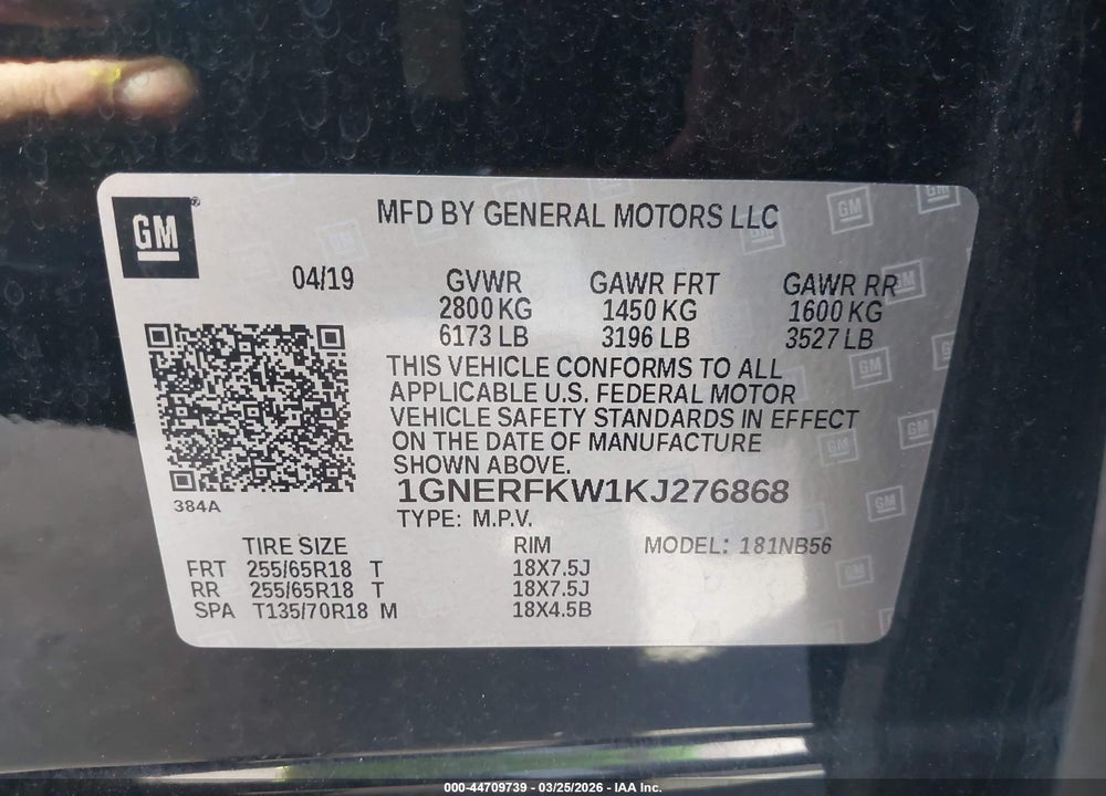 2019 CHEVROLET TRAVERSE LS VIN: 1GNERFKW1KJ276868