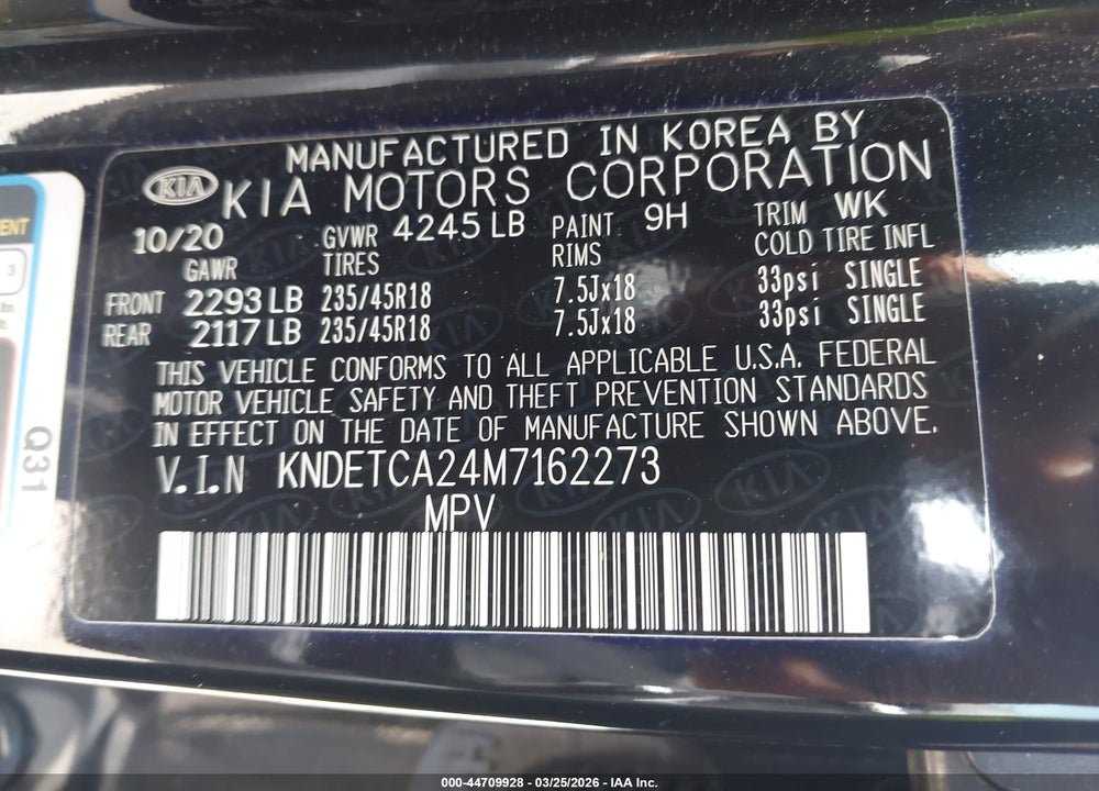 2021 KIA SELTOS SX TURBO VIN: KNDETCA24M7162273