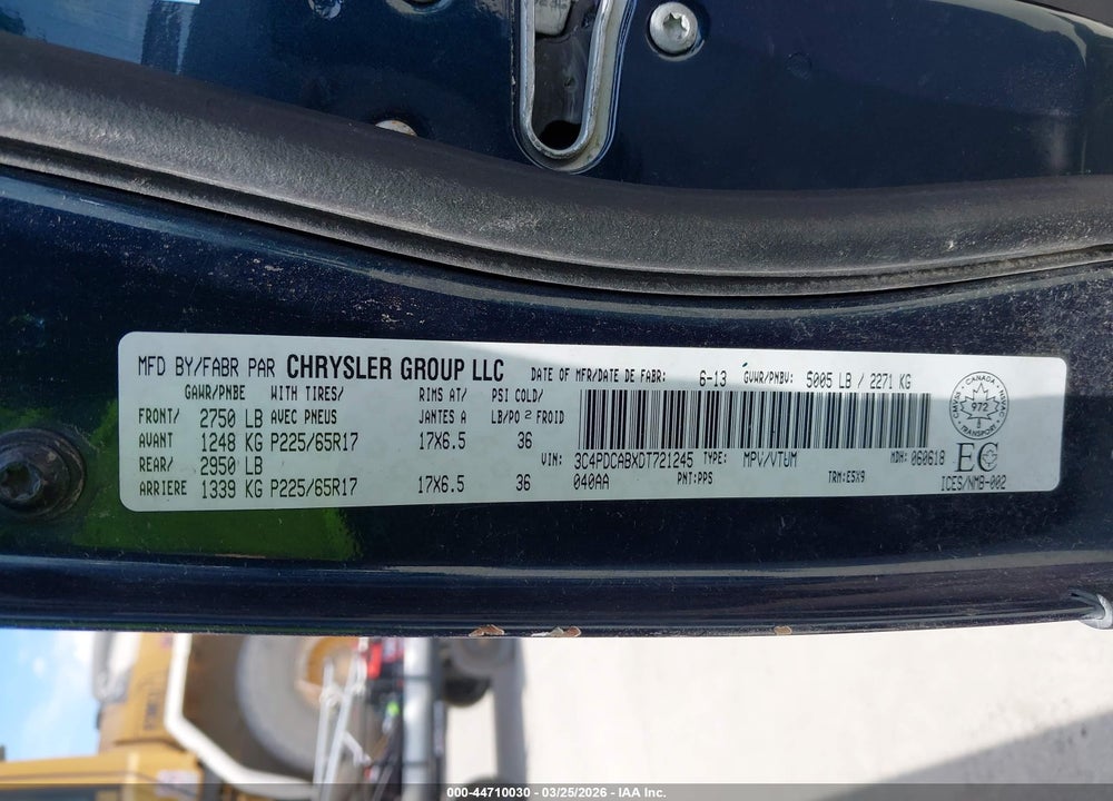 2013 DODGE JOURNEY CVP/SE PLUS VIN: 3C4PDCABXDT721245