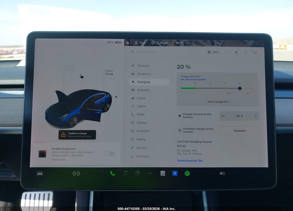 2020 TESLA MODEL 3 PERFORMANCE DUAL MOTOR ALL-WHEEL DRIVE VIN: 5YJ3E1EC3LF807819