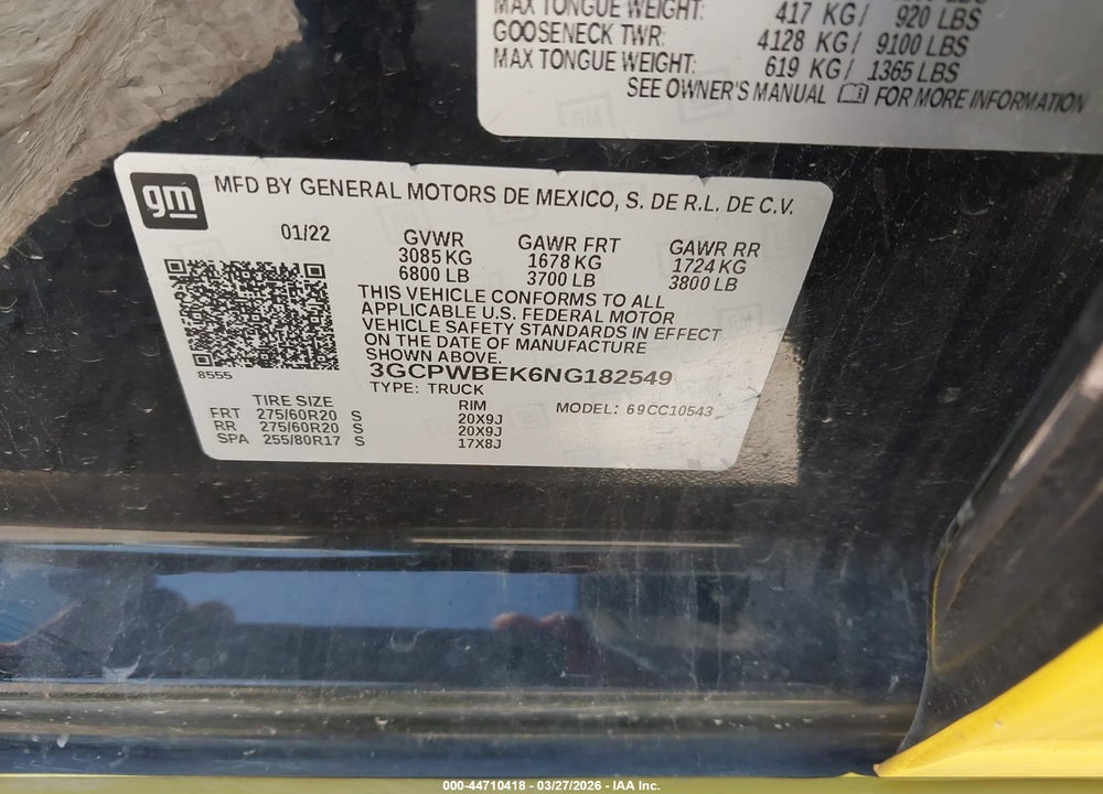 2022 CHEVROLET SILVERADO 1500 LTD 2WD  SHORT BED CUSTOM VIN: 3GCPWBEK6NG182549
