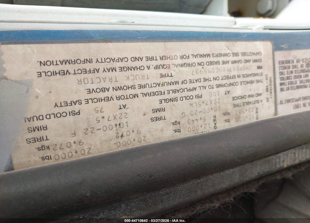 1992 INTERNATIONAL 9000 9300 VIN: 2HSFBB7R8NC055937