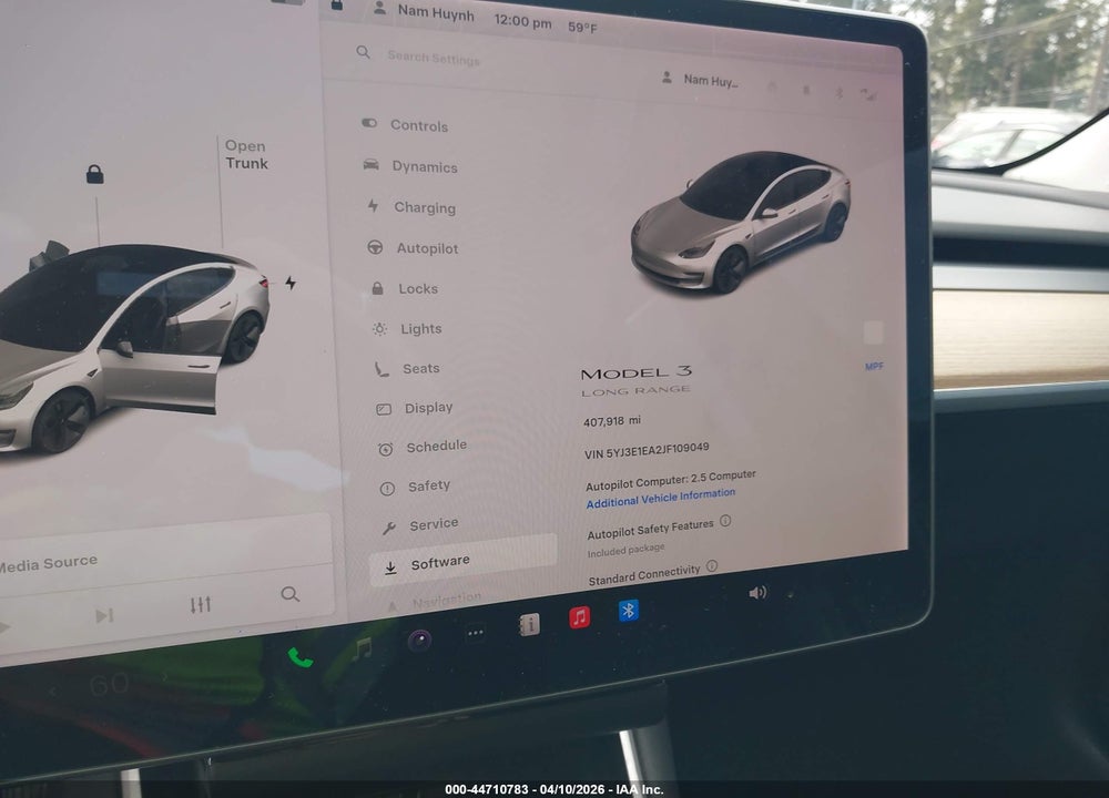 2018 TESLA MODEL 3 LONG RANGE/MID RANGE VIN: 5YJ3E1EA2JF109049