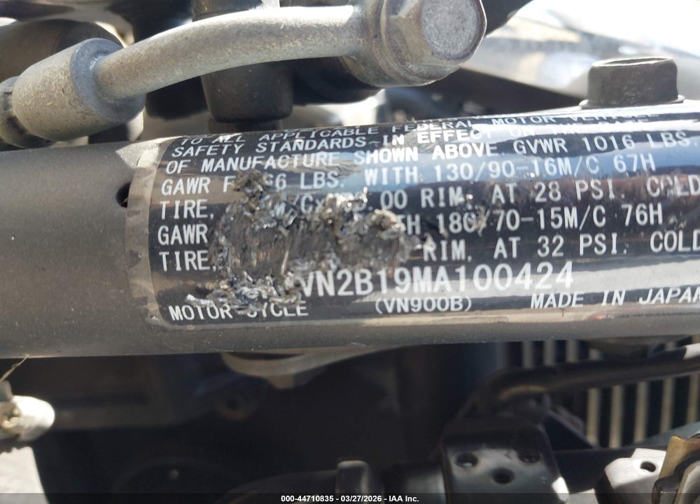 2021 KAWASAKI VN900 B VIN: JKAVN2B19MA100424