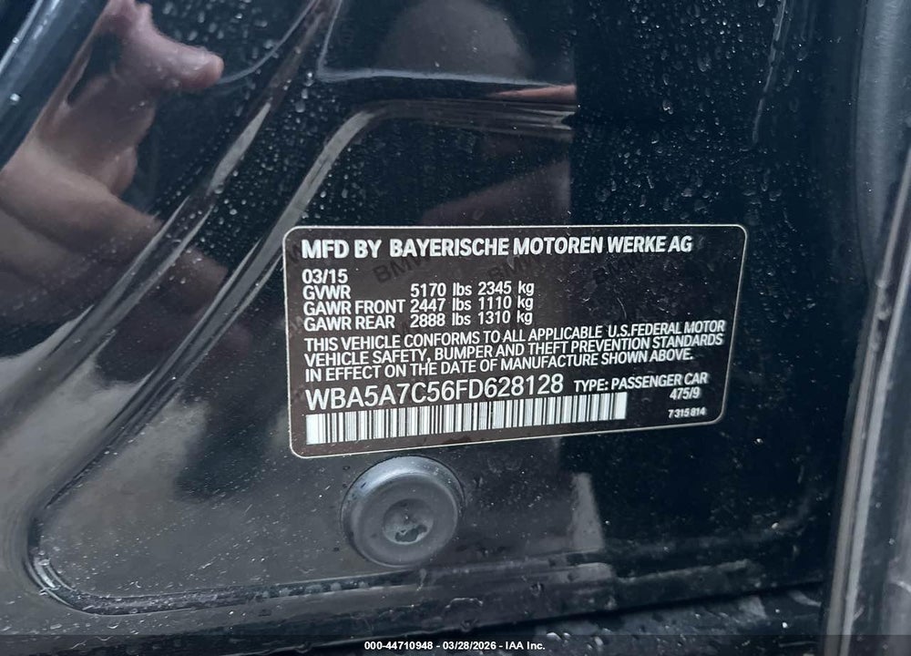 2015 BMW 528 VIN: WBA5A7C56FD628128