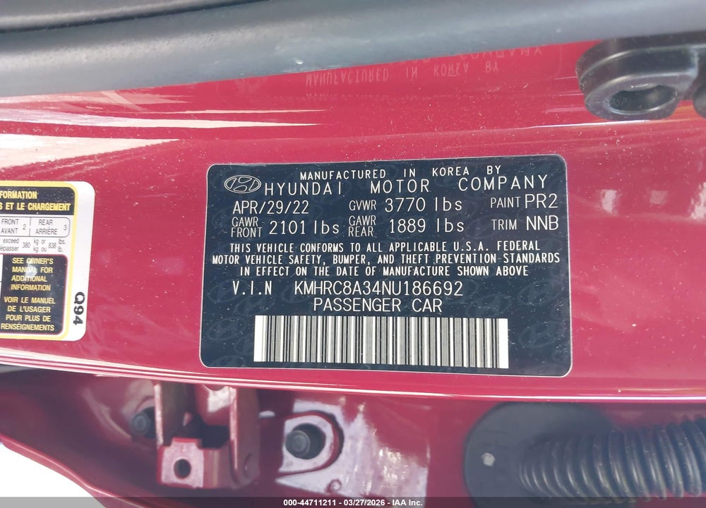 2022 HYUNDAI VENUE LIMITED VIN: KMHRC8A34NU186692
