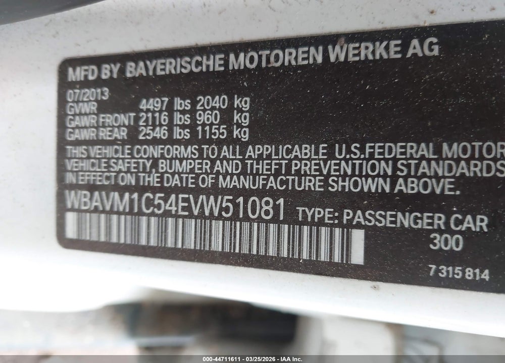 2014 BMW X1 SDRIVE28I VIN: WBAVM1C54EVW51081