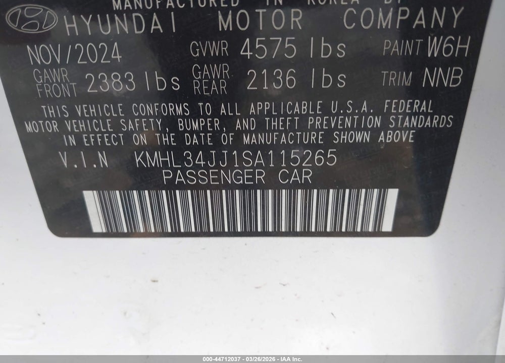 2025 HYUNDAI SONATA HYBRID SEL VIN: KMHL34JJ1SA115265