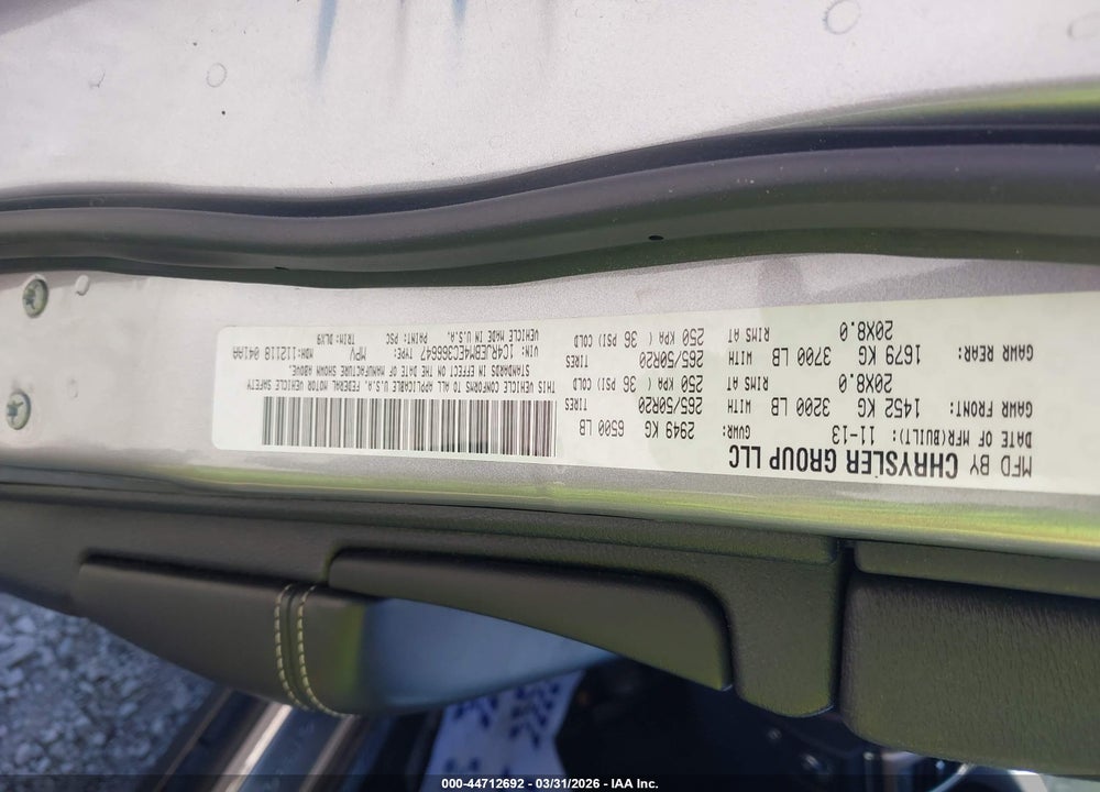 2014 JEEP GRAND CHEROKEE LIMITED VIN: 1C4RJEBM4EC366647
