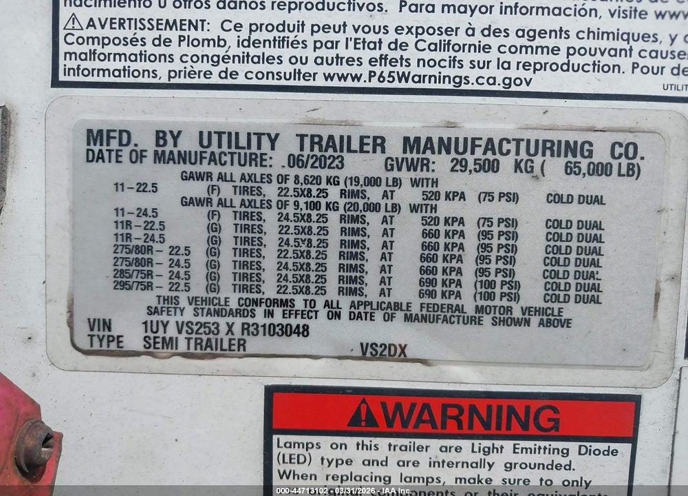 2024 UTILITY TRAILER MFG UNKNOWN VIN: 1UYVS253XR3103048