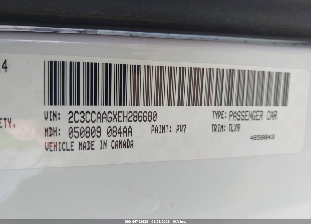2014 CHRYSLER 300 VIN: 2C3CCAAGXEH286680