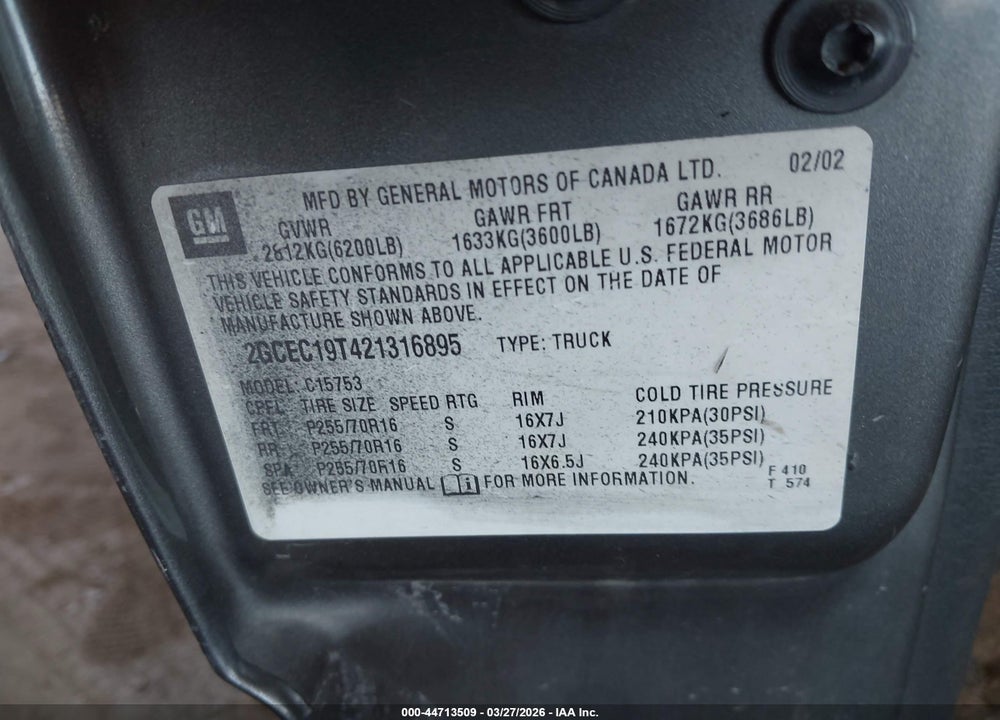 2000 CHEVROLET SILVERADO 1500 LS VIN: 2GCEC19TXY1327330