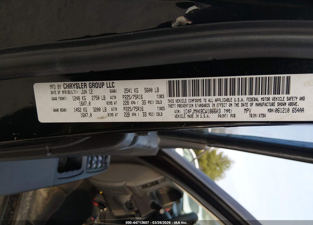 2012 JEEP LIBERTY SPORT VIN: 1C4PJMAK8CW186603