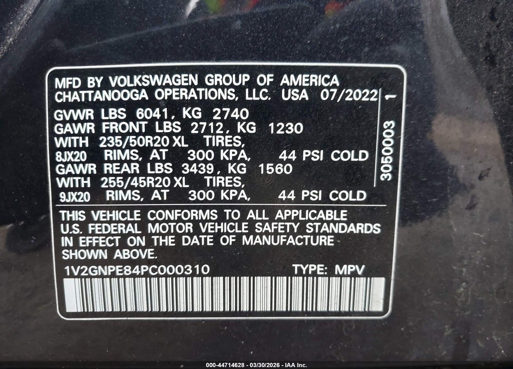 2023 VOLKSWAGEN ID.4 AWD PRO S/AWD PRO S PLUS VIN: 1V2GNPE84PC000310