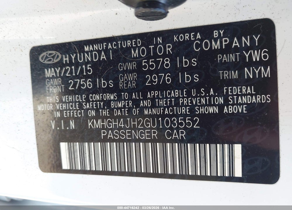 2016 HYUNDAI EQUUS ULTIMATE VIN: KMHGH4JH2GU103552