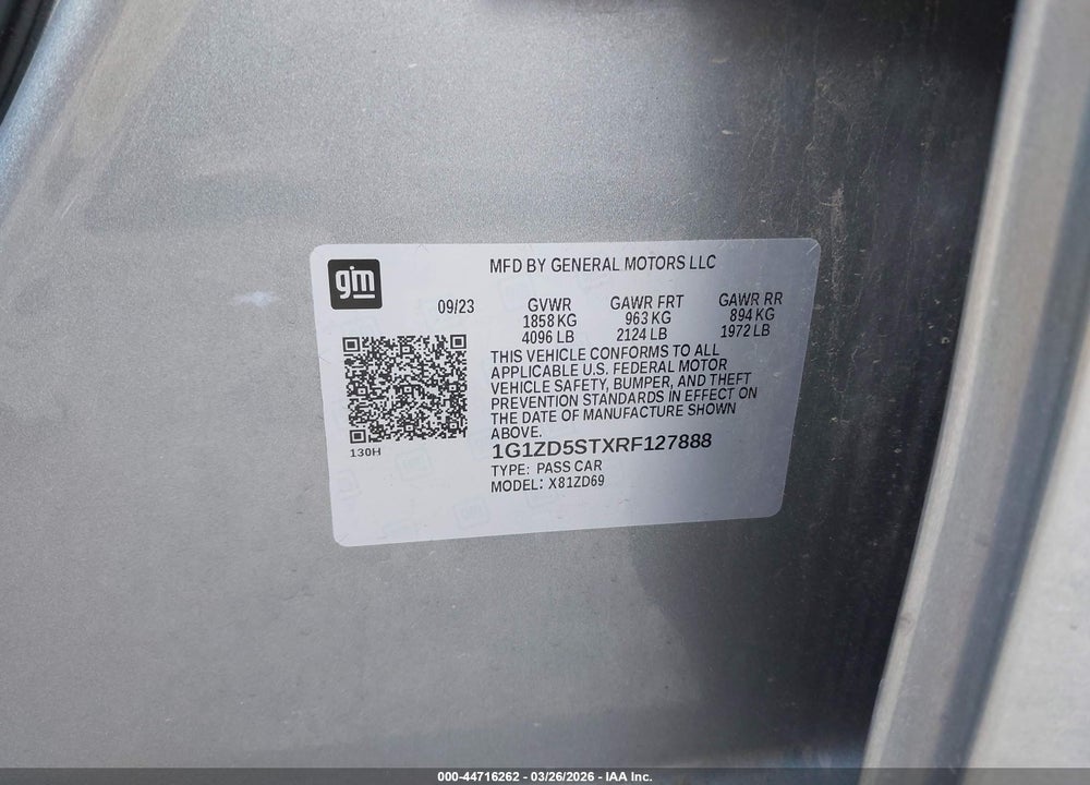 2024 CHEVROLET MALIBU FWD 1LT VIN: 1G1ZD5STXRF127888