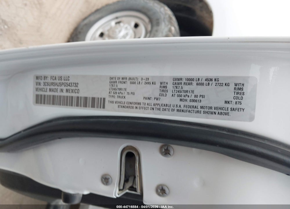 2023 RAM 2500 TRADESMAN  4X4 8' BOX VIN: 3C6UR5HJ5PG543732