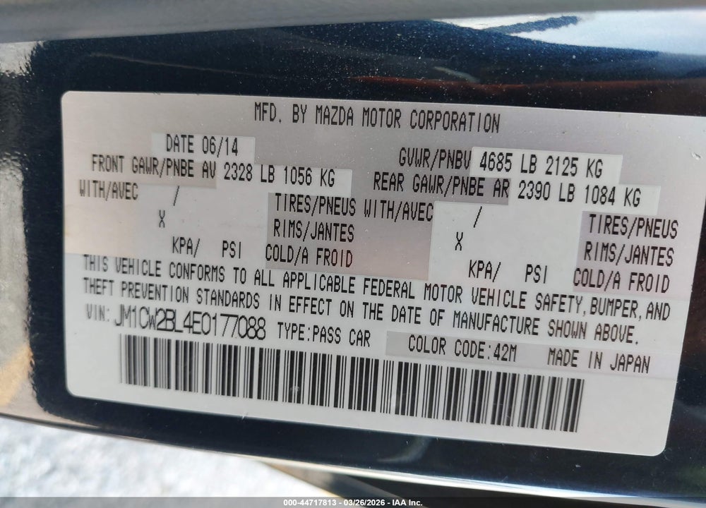2014 MAZDA 5 SPORT VIN: JM1CW2BL4E0177088
