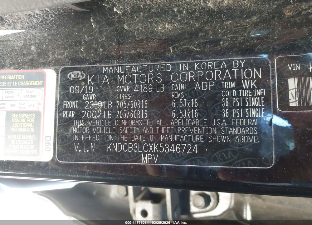 2019 KIA NIRO LX VIN: KNDCB3LCXK5346724