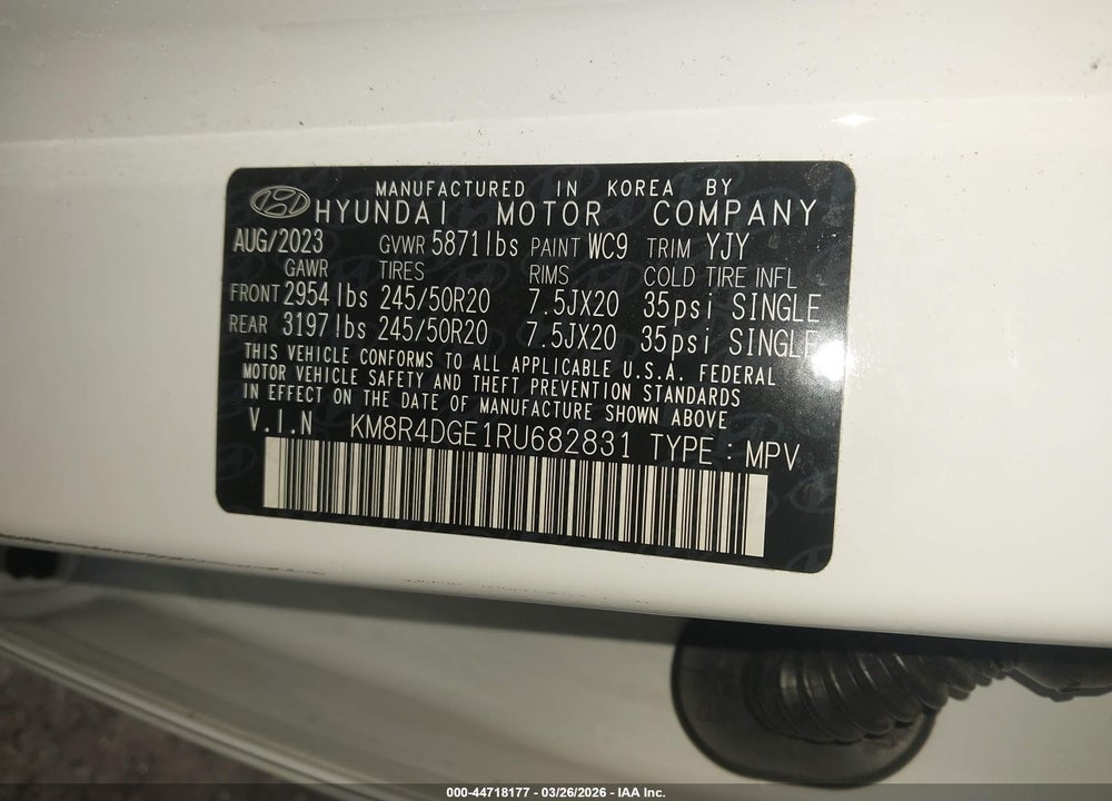 2024 HYUNDAI PALISADE SEL VIN: KM8R4DGE1RU682831