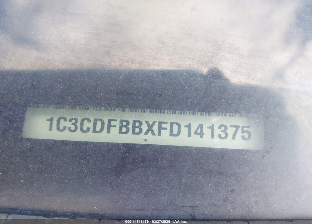 2015 DODGE DART SXT VIN: 1C3CDFBBXFD141375