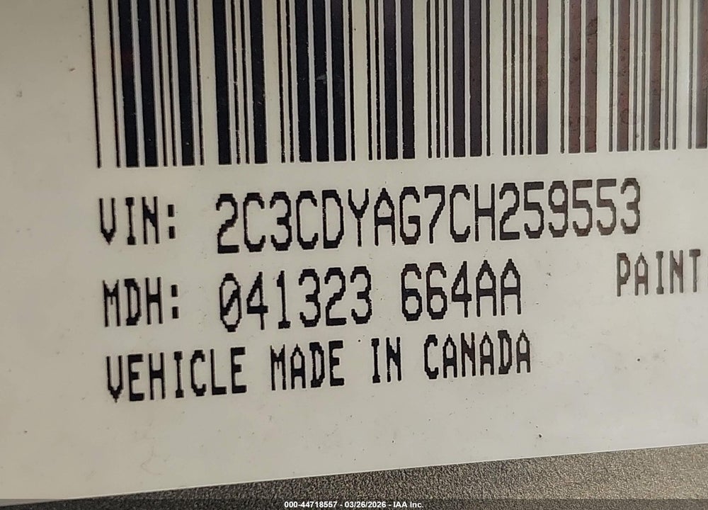 2012 DODGE CHALLENGER SXT VIN: 2C3CDYAG7CH259553