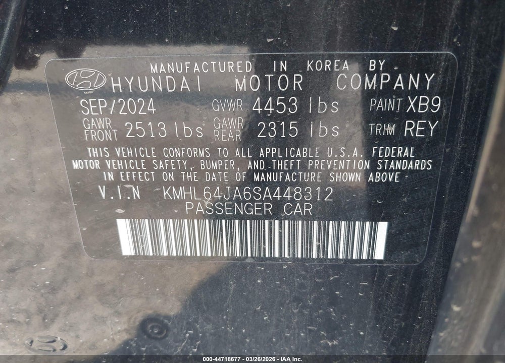 2025 HYUNDAI SONATA SEL VIN: KMHL64JA6SA448312