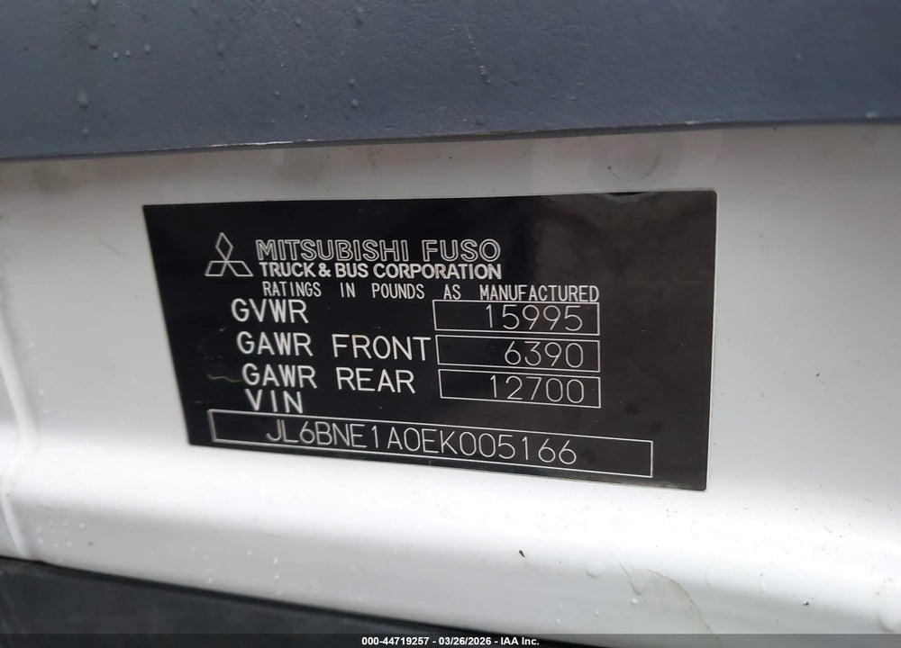 2014 MITSUBISHI FUSO TRUCK FE FEC72S VIN: JL6BNE1A0EK005166