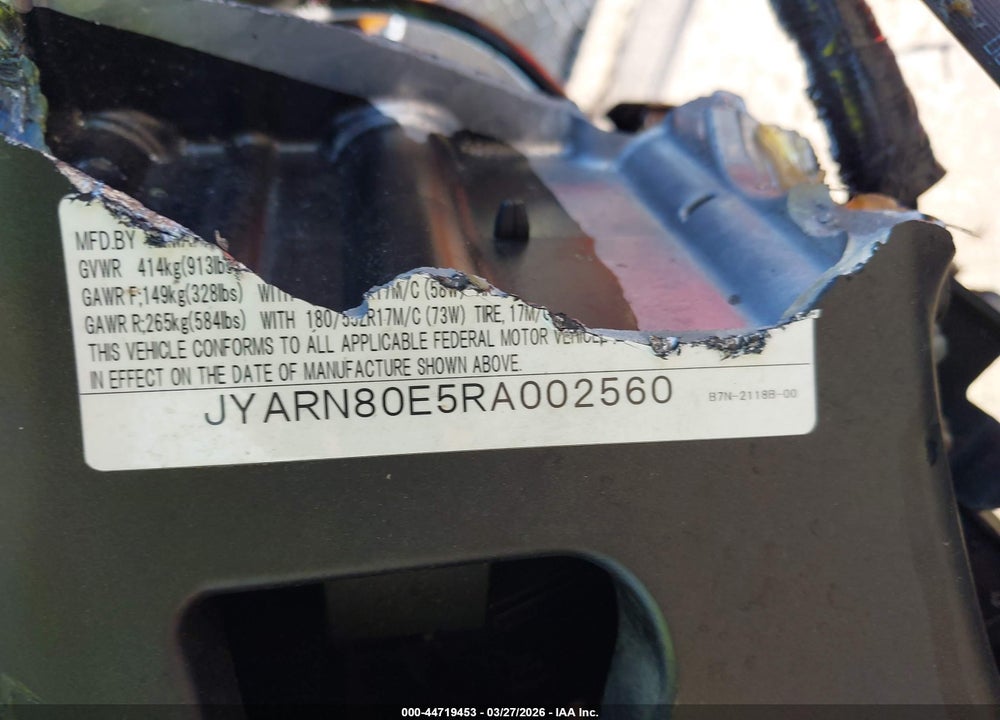 2024 YAMAHA MTM890 VIN: JYARN80E5RA002560