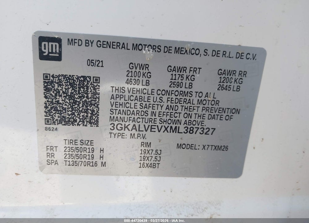 2021 GMC TERRAIN AWD SLT VIN: 3GKALVEVXML387327