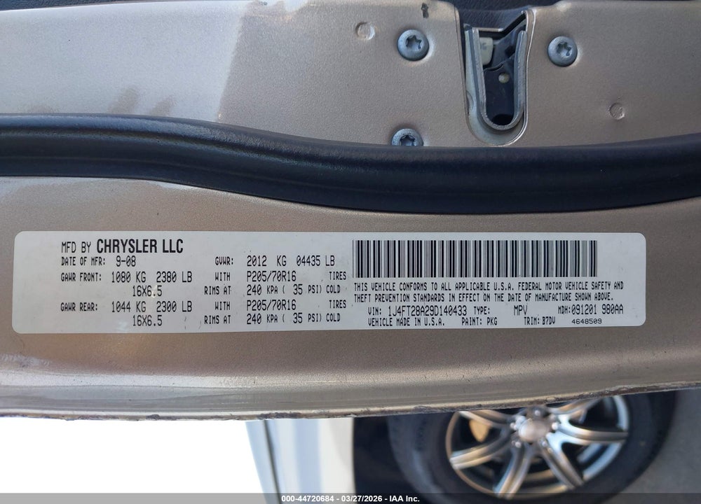 2009 JEEP PATRIOT SPORT VIN: 1J4FT28A29D140433