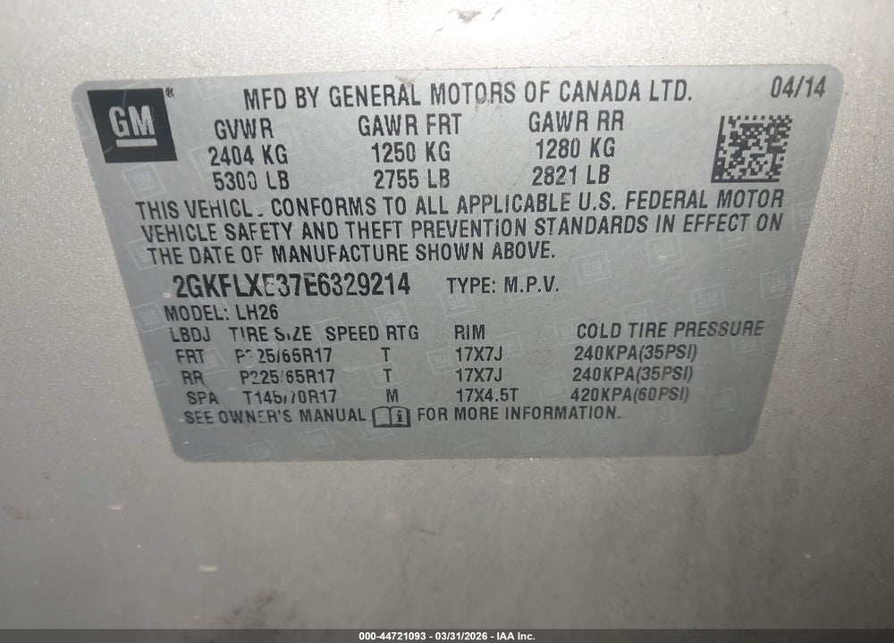 2014 GMC TERRAIN SLT-1 VIN: 2GKFLXE37E6329214