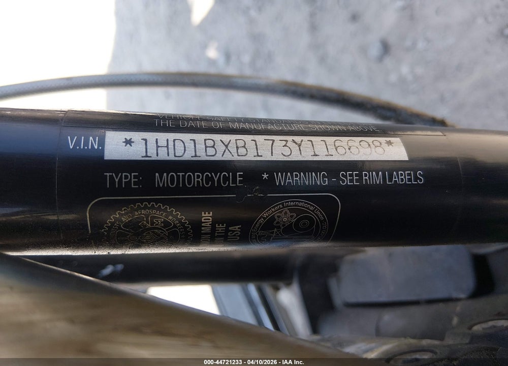2003 HARLEY-DAVIDSON FLSTFI VIN: 1HD1BXB173Y116698
