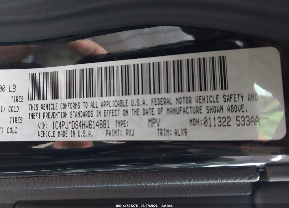 2017 JEEP CHEROKEE LIMITED 4X4 VIN: 1C4PJMDS4HW614881