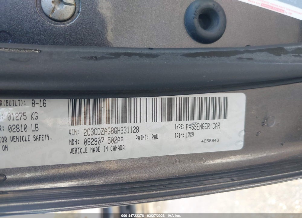 2016 DODGE CHALLENGER SXT VIN: 2C3CDZAG8GH331128