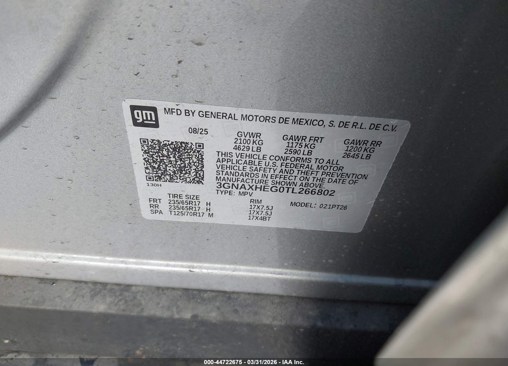 2026 CHEVROLET EQUINOX FWD LT VIN: 3GNAXHEG0TL266802