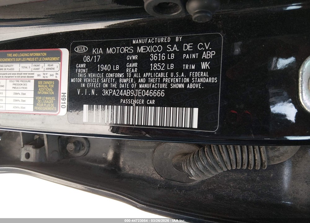 2018 KIA RIO LX VIN: 3KPA24AB9JE046666
