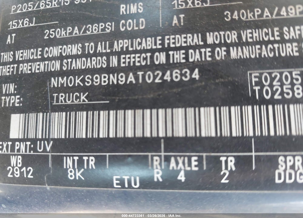 2010 FORD TRANSIT CONNECT XLT VIN: NM0KS9BN9AT024634