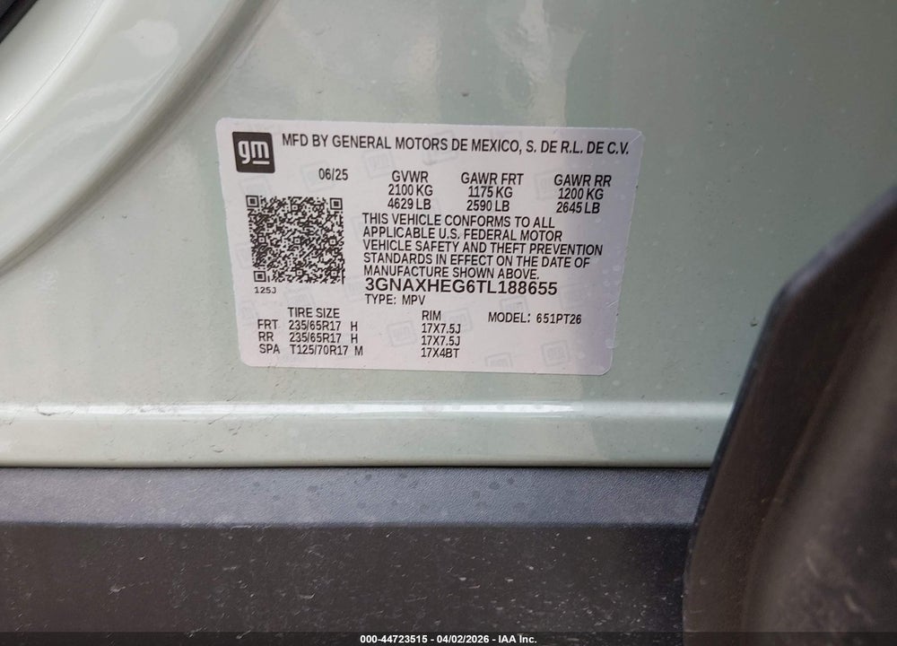 2026 CHEVROLET EQUINOX FWD LT VIN: 3GNAXHEG6TL188655